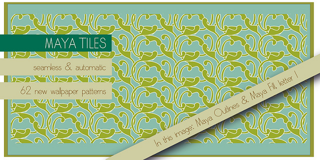 Maya Tiles Font The actual font which was used to generate this graphics (including 62 original patterns) is available from from MyFonts.com (clicking on the image will bring you to MyFonts page